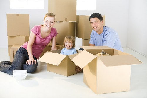 Relocation team coordinating an office move with careful loading and labelling