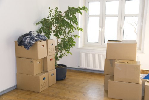 Packed furniture ready for transport during a local Bow removal service