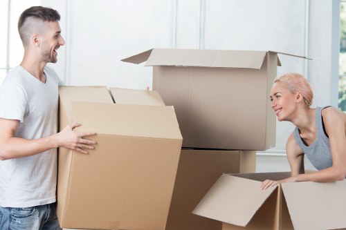 Removal van loading during a local house move in Bow